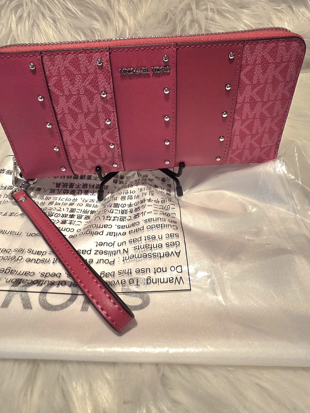 Michael Michael Kors Avril Large Raspberry Satchel Bag & Matching Wallet NWT - Picture 10 of 17